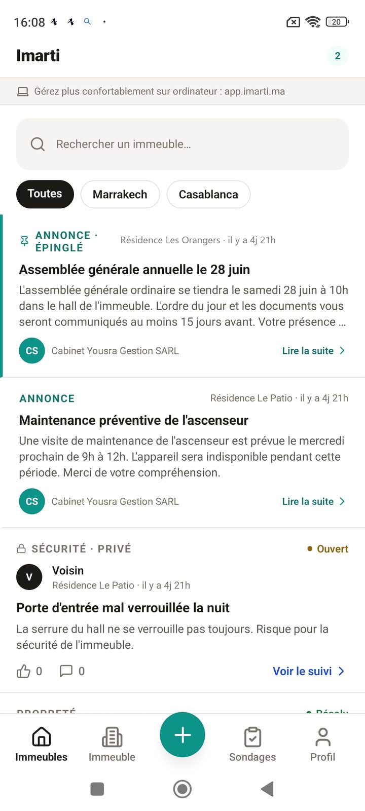Fil d'actu : annonces et incidents de l'immeuble