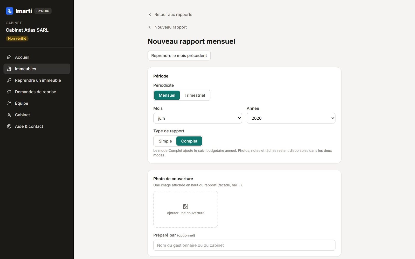 Création de rapport mensuel sur le web